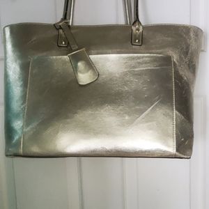 Large Gold Faux Leather Merona Tote Bag